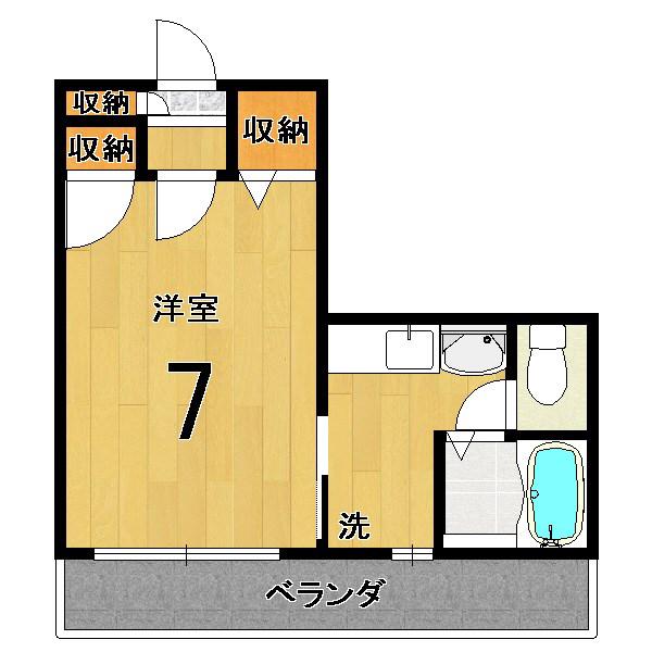 ホワイトグリーン本館(1K/4階)の間取り写真