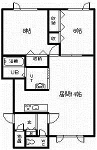 花夢II(2LDK/1階)の間取り写真