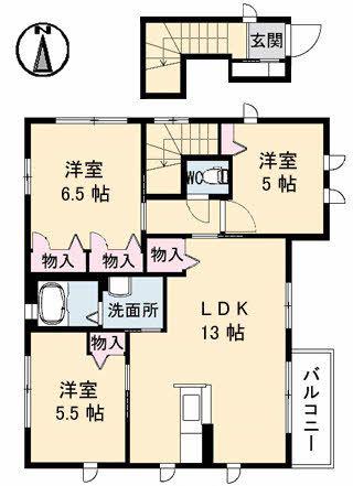 ウィンベル吉山A棟(3LDK/2階)の間取り写真