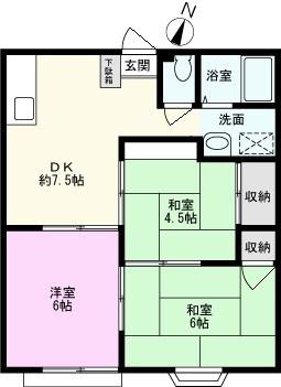 ビバリーヒルズY(3DK/1階)の間取り写真