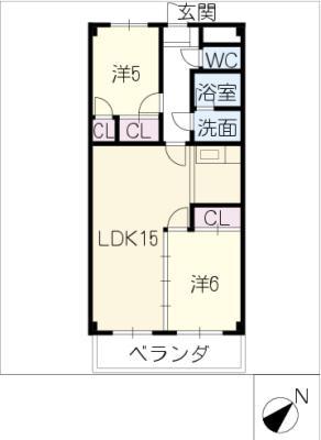 ネスパルド江南(2LDK/3階)の間取り写真
