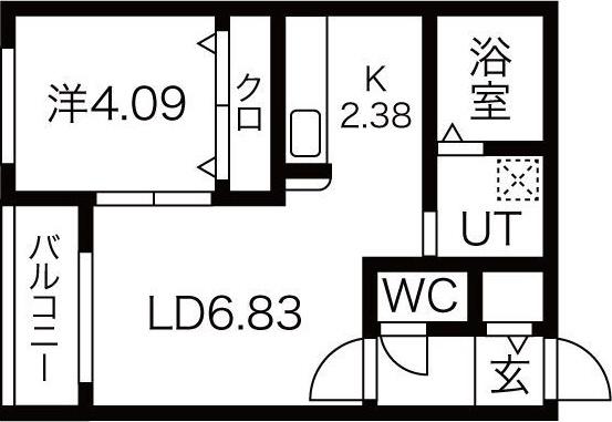 タルト南郷(1LDK/4階)の間取り写真