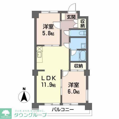 ISHIKAWAビル(2LDK/3階)の間取り写真