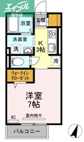 レイ ヴェレーナ(1K/2階)の間取り写真