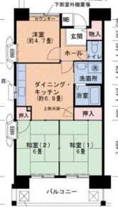URグリーンヒルズ六甲(3LDK/9階)の間取り写真
