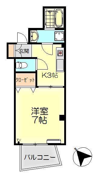 福岡ビル(1K/1階)の間取り写真