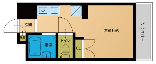 井尻コスモビル(ワンルーム/2階)の間取り写真