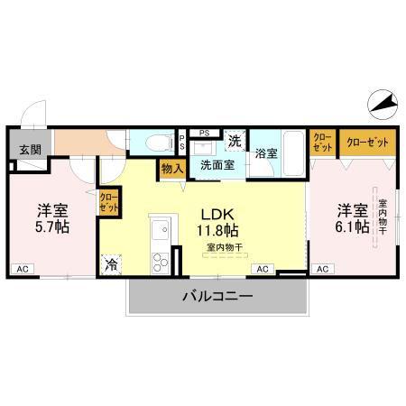D-LUXE中居町(2LDK/2階)の間取り写真