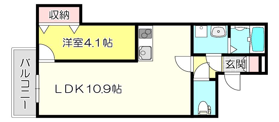 KOGI RESIDENCE 岩田町(1LDK/2階)の間取り写真