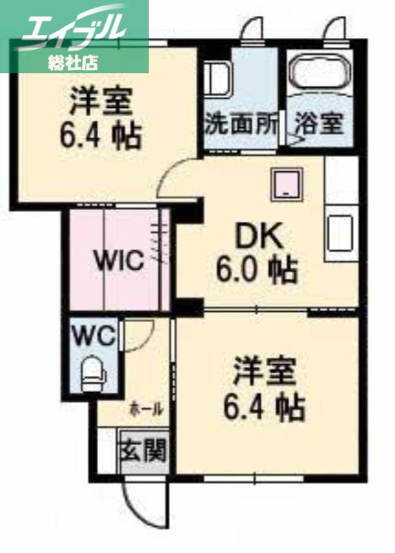 SHION II A(2DK/1階)の間取り写真
