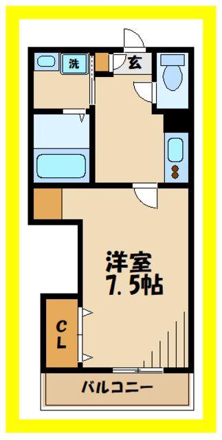 アンソレイエ(1K/1階)の間取り写真