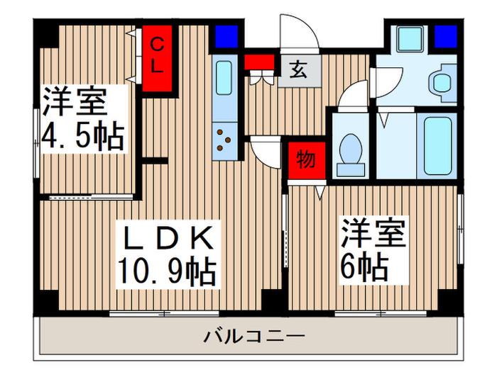 ウィステリア大宮(2LDK/4階)の間取り写真