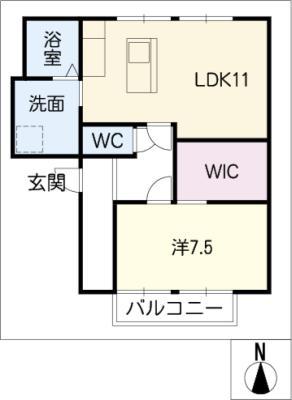 クレソンハウス(1LDK/2階)の間取り写真