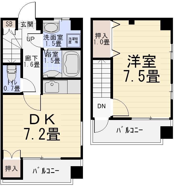 サンライズシナサン(1DK/4階)の間取り写真