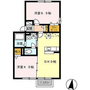 ソレアード三好(2DK/2階)の間取り写真