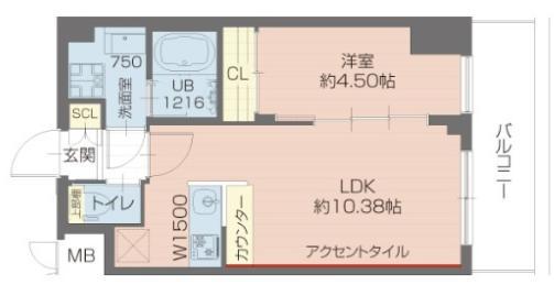 プレジオ武庫川ASIAN(1LDK/3階)の間取り写真