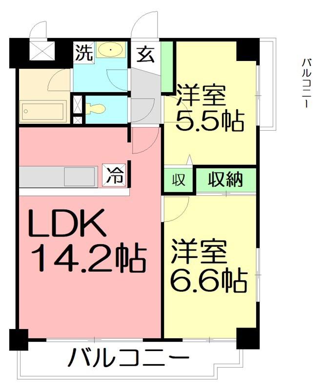 ヒルシュガッセ(2LDK/5階)の間取り写真
