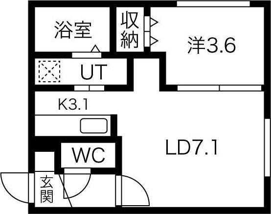 COMSA月寒中央(1LDK/1階)の間取り写真