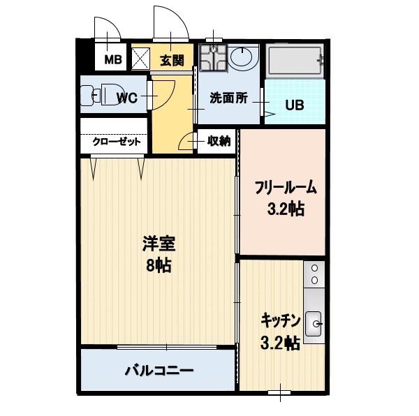 FLECHIR(1SK/2階)の間取り写真