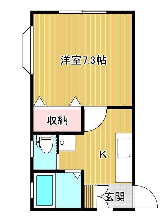 ハイツリモージュ万代(1K/2階)の間取り写真
