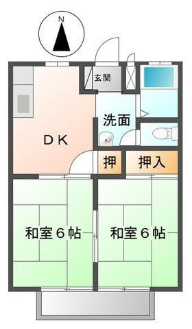サンライフマエダ A・B棟(2DK/2階)の間取り写真