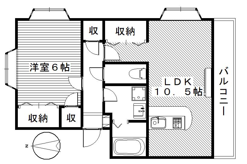 マンションクレアA(1LDK/1階)の間取り写真
