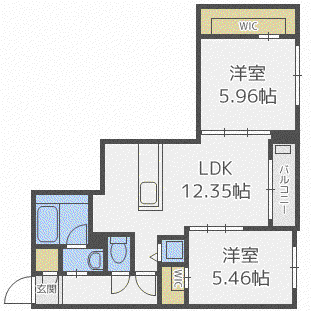 シティプラザ手稲本町(2LDK/5階)の間取り写真