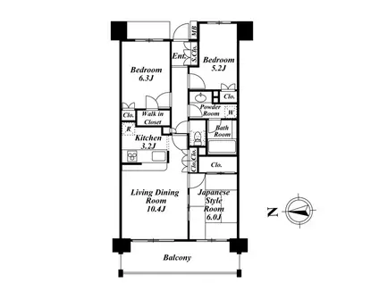 プレミアグランデ馬込(3LDK/2階)の間取り写真