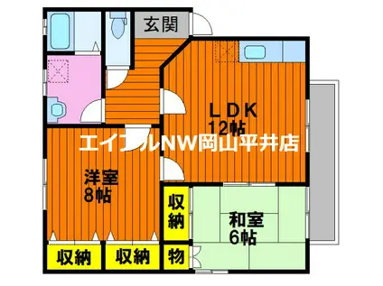 リバーサイド野崎(2LDK/2階)の間取り写真