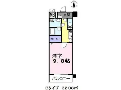 カンナビーノ6F(1DK/6階)の間取り写真