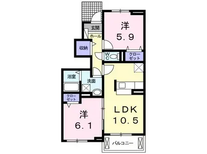 グランドパティエB(2LDK/1階)の間取り写真