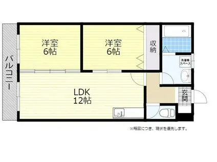 アメニティ21桃園(2LDK/2階)の間取り写真