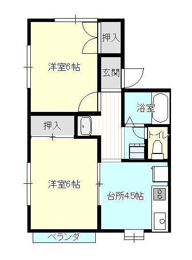 メゾンロイヤルA棟(2K/2階)の間取り写真
