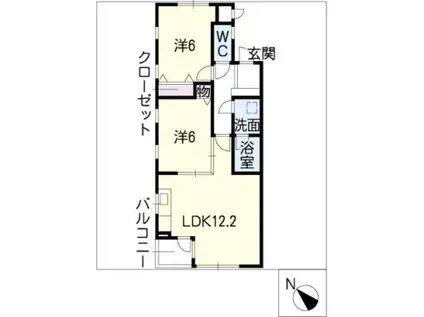フレーザープレイス藤山台(2LDK/2階)の間取り写真