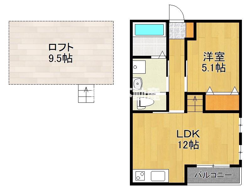 パサージュ ク レイナス(1LDK/2階)の間取り写真