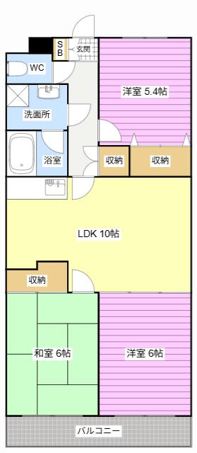 メゾンシンシア(3LDK/1階)の間取り写真