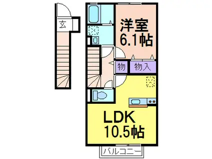 リェス ソーンツェ B(1LDK/2階)の間取り写真