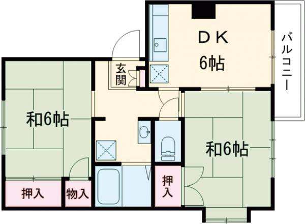 ドエルI(2DK/1階)の間取り写真