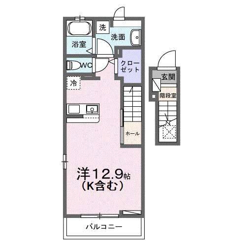 カレントT(ワンルーム/2階)の間取り写真