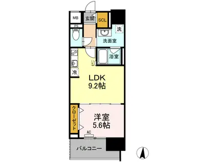 CASA94(1LDK/12階)の間取り写真