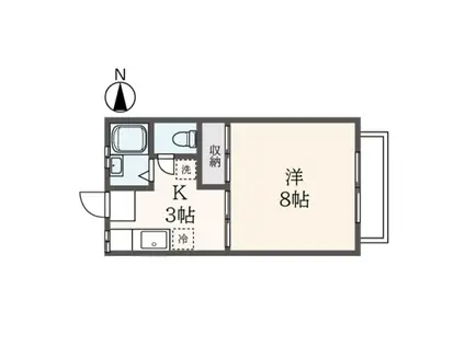 グリュ・エ・グロワールD棟(1K/1階)の間取り写真