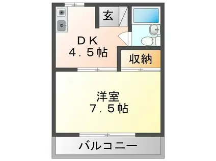 コトブキマンション(1DK/3階)の間取り写真