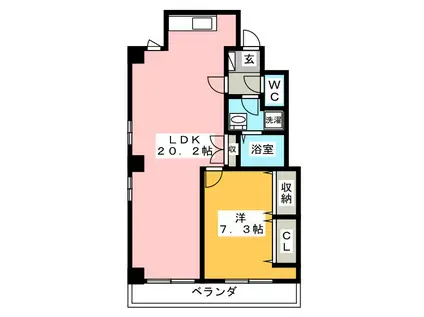 ハイツ元住(1LDK/6階)の間取り写真