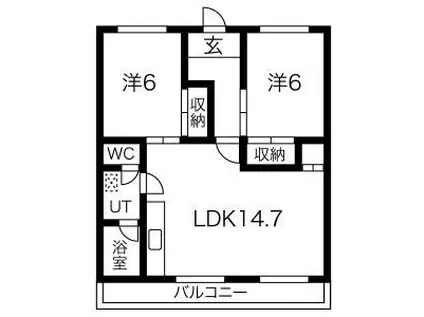 ワイズビル(2LDK/4階)の間取り写真