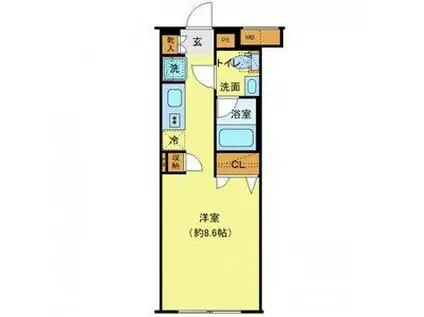 プレール・ドゥーク中野上高田(ワンルーム/2階)の間取り写真