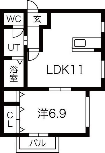 アヴェニュー(1LDK/1階)の間取り写真