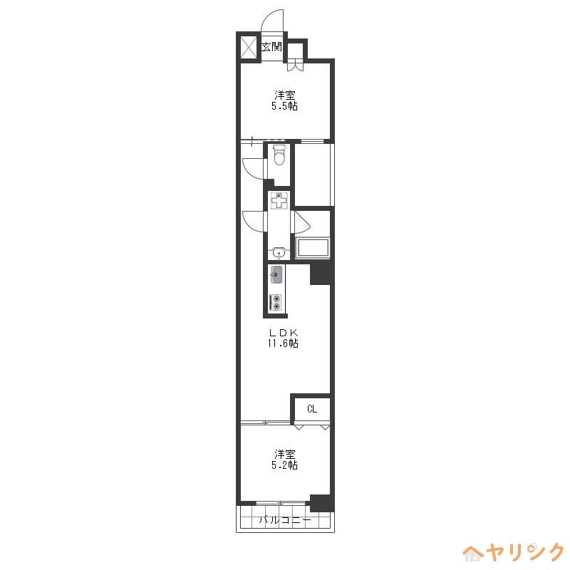 ノースゲート名駅(2LDK/3階)の間取り写真