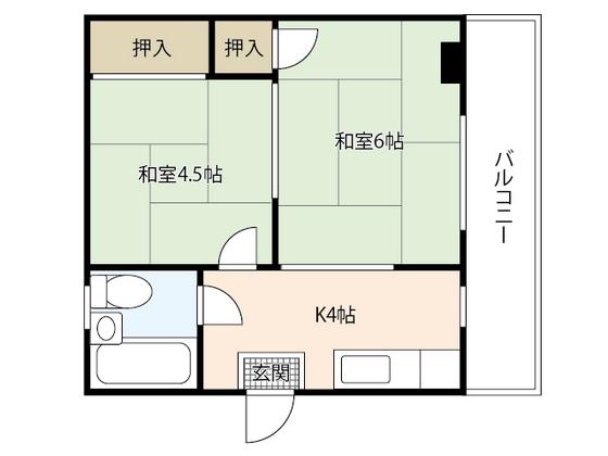 シートピア井口台(2K/1階)の間取り写真