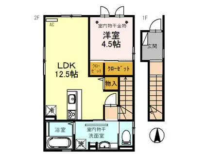 コートM(1LDK/2階)の間取り写真