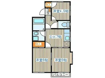 グレースフル鶴ケ谷(3DK/2階)の間取り写真